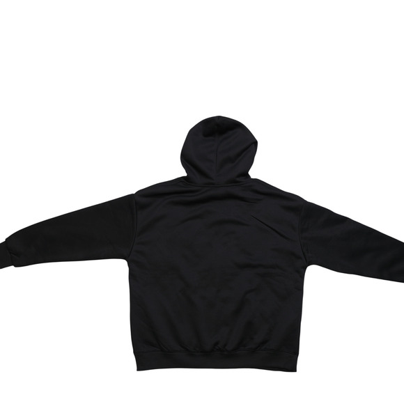 NWOT Pullover Hoodie Black Logo Kangroo Pocket Drawstring Hood Gorpcore Minimal - Picture 4 of 11